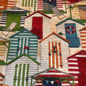 Colorful Striped Beach Hut Fabric